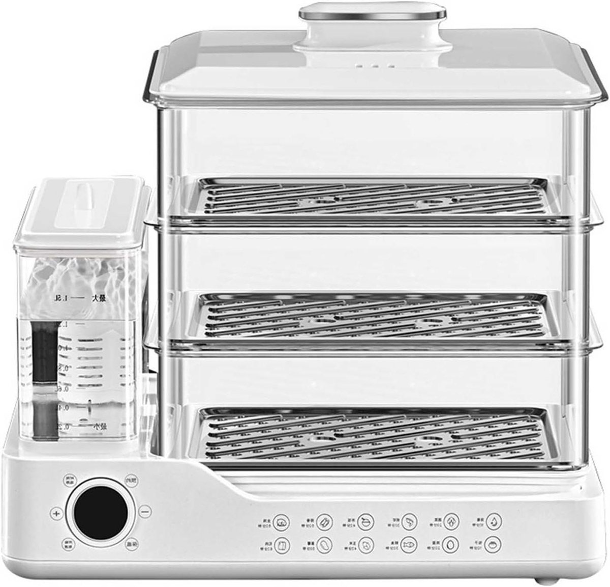 Elektrische voedselstomer - Stoomkoker - Gezond koken - 3-laags ontwerp - 24L capaciteit - Zwart