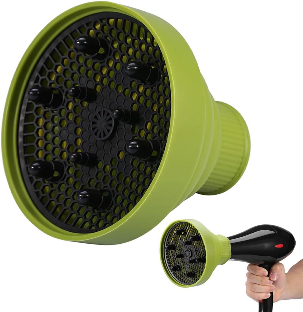 Haar Diffuser - Opzetstuk Föhn - Krullen Stylen - Honeycomb Ontwerp - Universeel - Groen