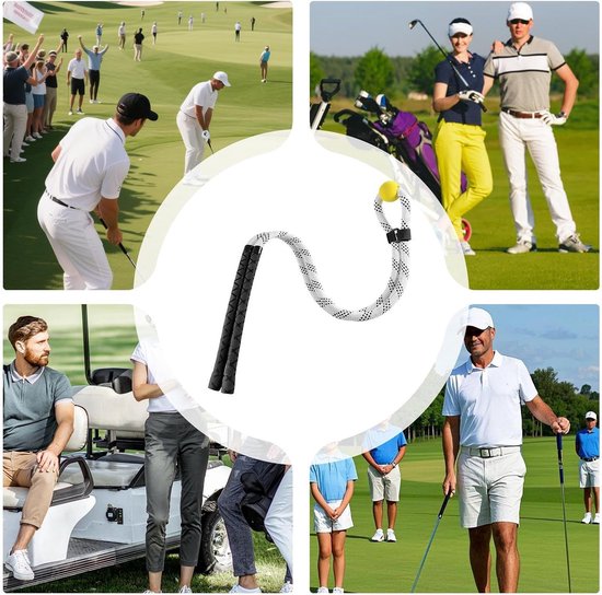 Golf Swing Trainer - Golf Oefen Touw - Golfswing Verbeteren - Elastisch en Verzwaard - 97.5 cm - Zwart van GOLF — afbeelding 5