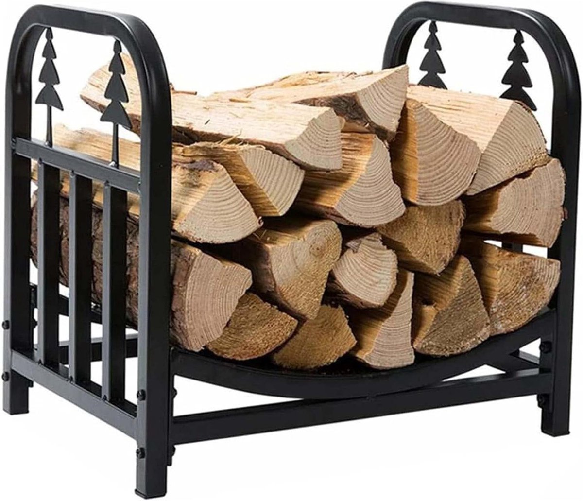 Houtblokrek - Houtopslag - Haardhout Opslaan - Eenvoudige Montage - 45x32x40 cm - Zwart