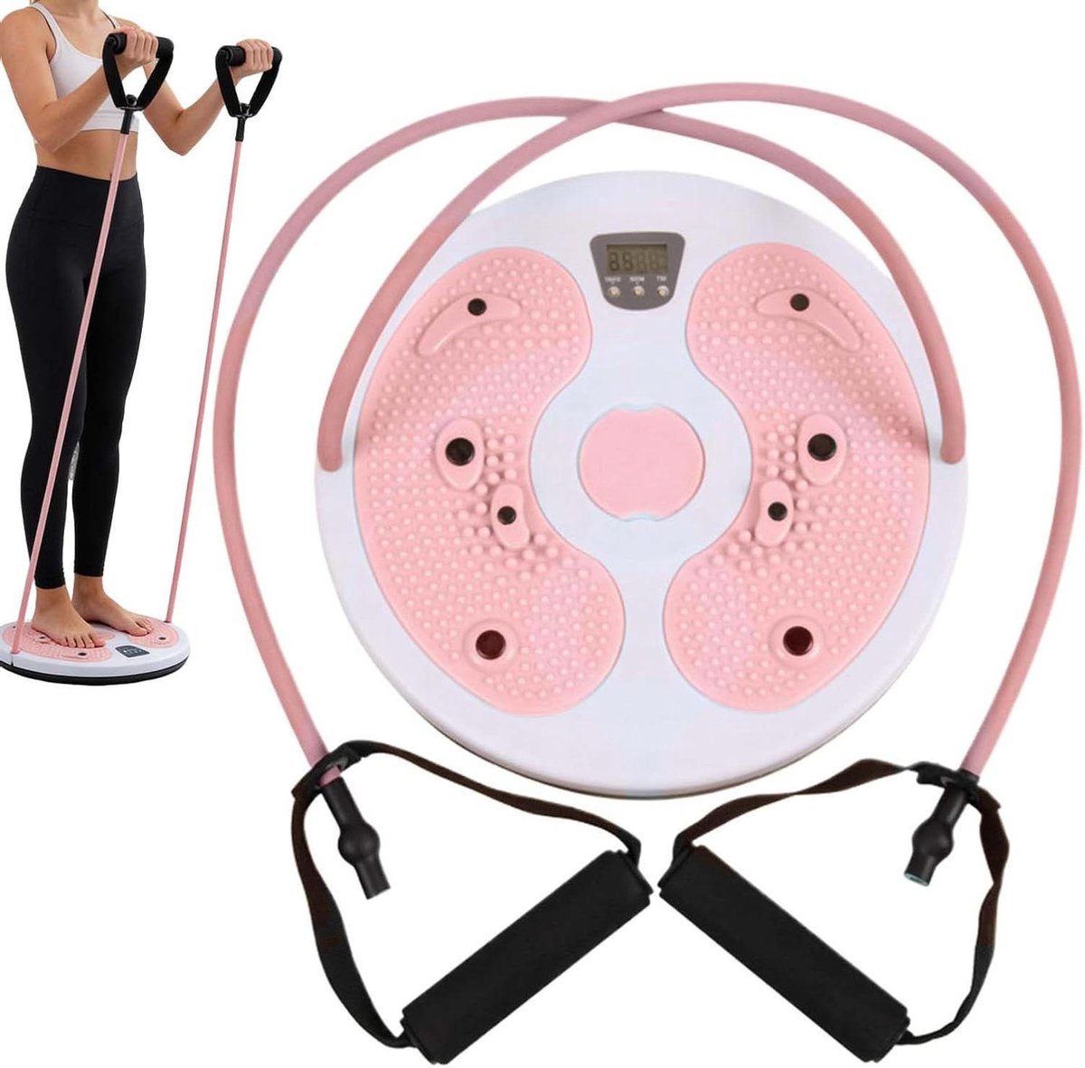 Twist Platform - Buikspier Schijf - Fitness Training - Met Calorieënteller - 28 cm - Roze Wit