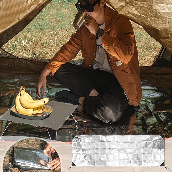 Kampeer Slaapmat - Buitenmat - Outdoor slapen - Dubbelzijdig waterdicht - 70 x 200 cm - Zilver — afbeelding 4
