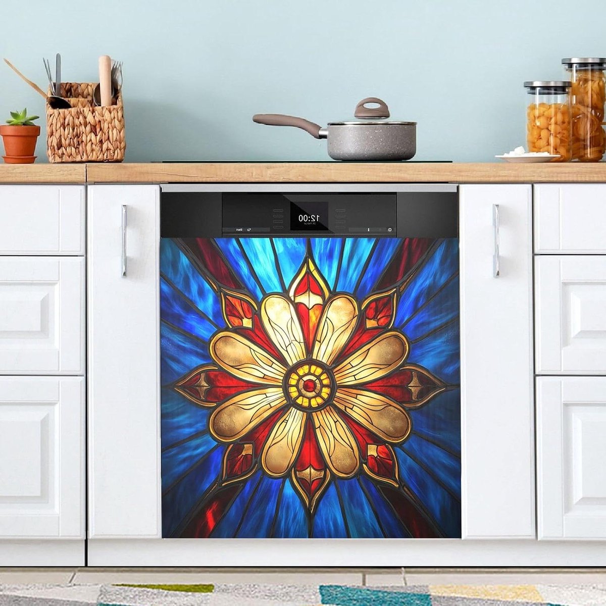 Vaatwasser Cover - Magneet Decor - Keuken Opfrissen - Gemakkelijke Installatie - 23 x 26 Inch - Bohemen Bloem
