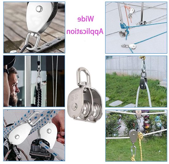 2Pcs RVS Dubbele Pulley M25 - 150kg Draagvermogen Swivel Pulley Wielen — afbeelding 3