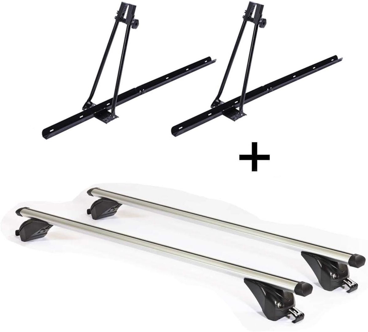 Fietsendrager Dakdrager Set - Autodragers Compleet - Fietsen Vervoeren - Universele Geschiktheid - 75 kg Laadvermogen - Zwart