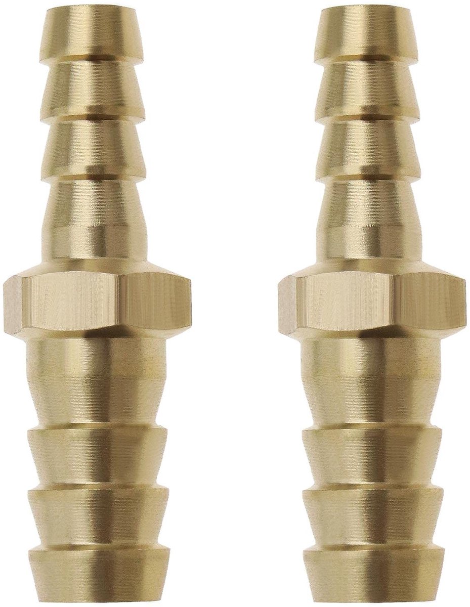 Store_7 - Messing Aansluiting - Reducer Barb Slang Fitting - Goud - Slang Verloopstuk - Geschikt voor Water Gas Olie Luchtbuis - 2 stuks