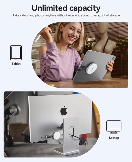 Externe SSD - Draagbare Opslag - Bestanden Overzetten - Magnetische Bevestiging - 2 TB - Zilver — afbeelding 4