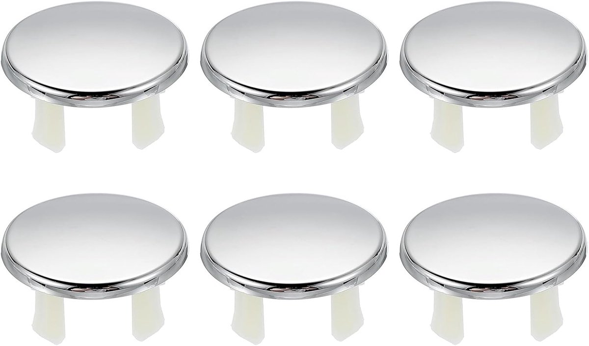 Sink Overflow Ring - 6 Pcs - Bathroom Sink Drain Lid - Sink Trim Insert - Single Layer Cap - Kitchen Sink Accessory - Silver