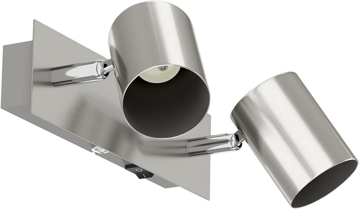 Wandlamp Hoekig - Woonkamerlamp Spots - Gerichte Verlichting Zetten - Zwenkbare Lampkop - 220x120x60 mm - Roestvrij Staal Mat