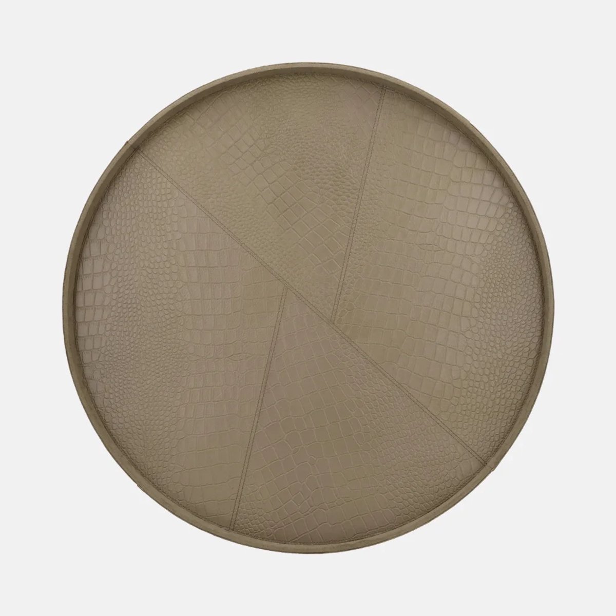 Chamada leren dienblad rond croco L taupe