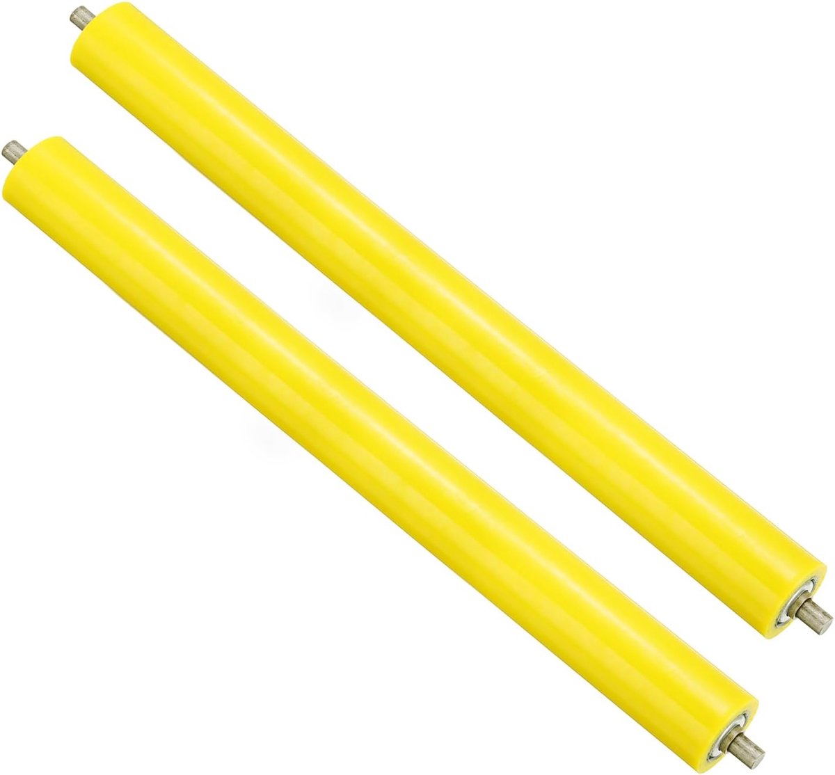 Polyurethane Coated Conveyor Roller 2 Inch Diameter 20 Inch Length - 2 Pcs Stainless Steel Transmission Replacement Part - Galvanized End - Geel