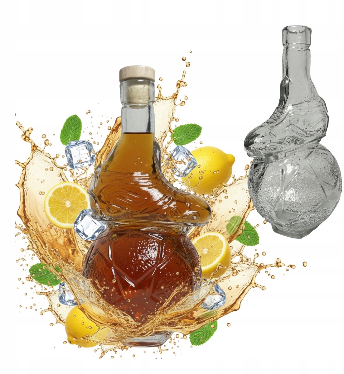 Bimberek STRIKER - Glazen Karaf - 500ml - Voetbal en Schoen Design - Uniek Geschenk