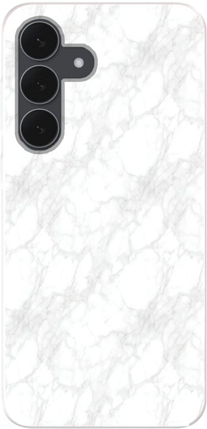 Coque de téléphone compatible avec Samsung Galaxy S25 FE - Minimaliste - Blanc - Veines grises - Coque de téléphone en silicone