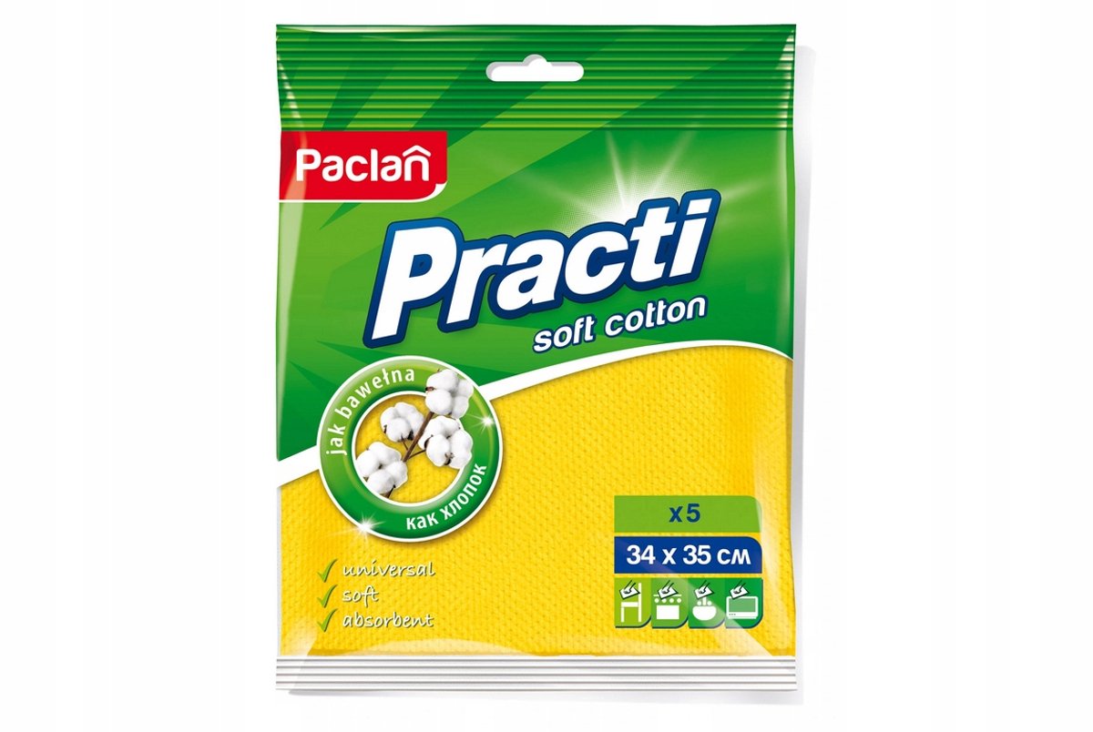 Paclan Practi Serie - Schoonmaakdoek - 5 Stuks - Katoenachtig - Wasbaar op 60 Graden