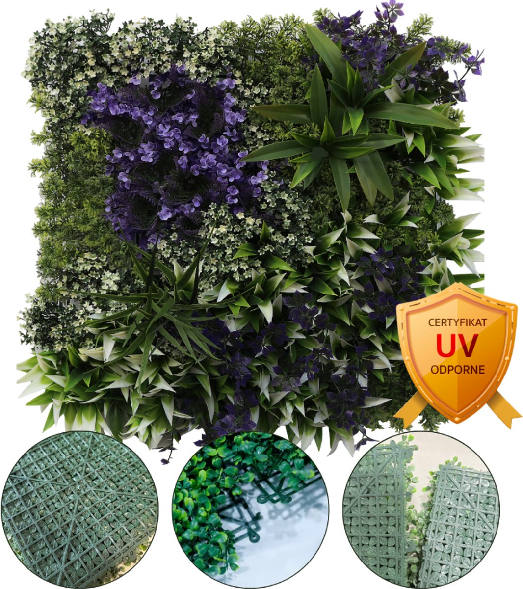 Inspiruj Violet Series - Kunstplant Paneel - Violet Flowers - UV-bestendig - 50 x 50 cm
