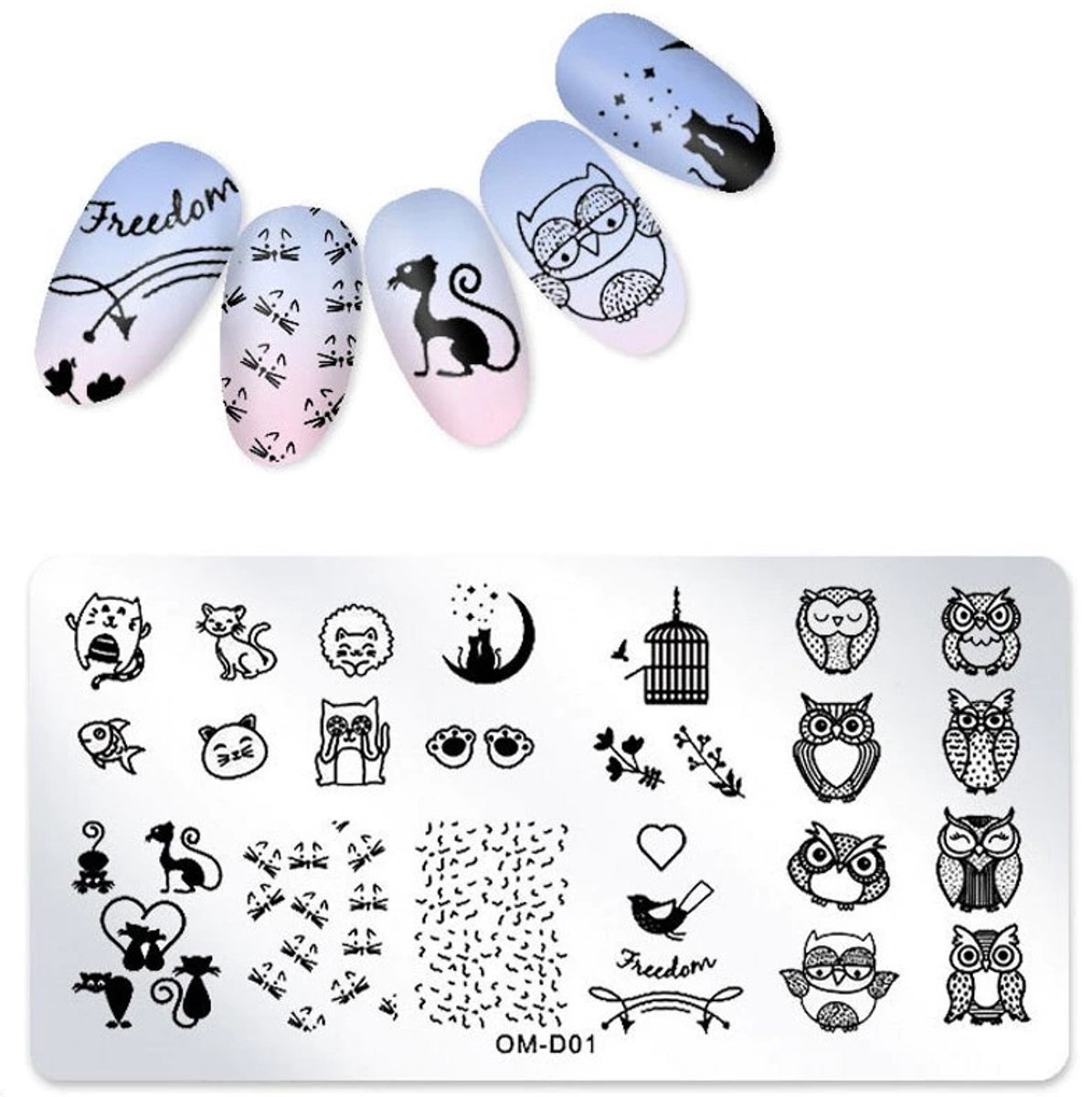 Born Pretty Serie - Stempelpenset voor Nagels - Kat, Jež, Stersen Koppel - Meerdere Patronen