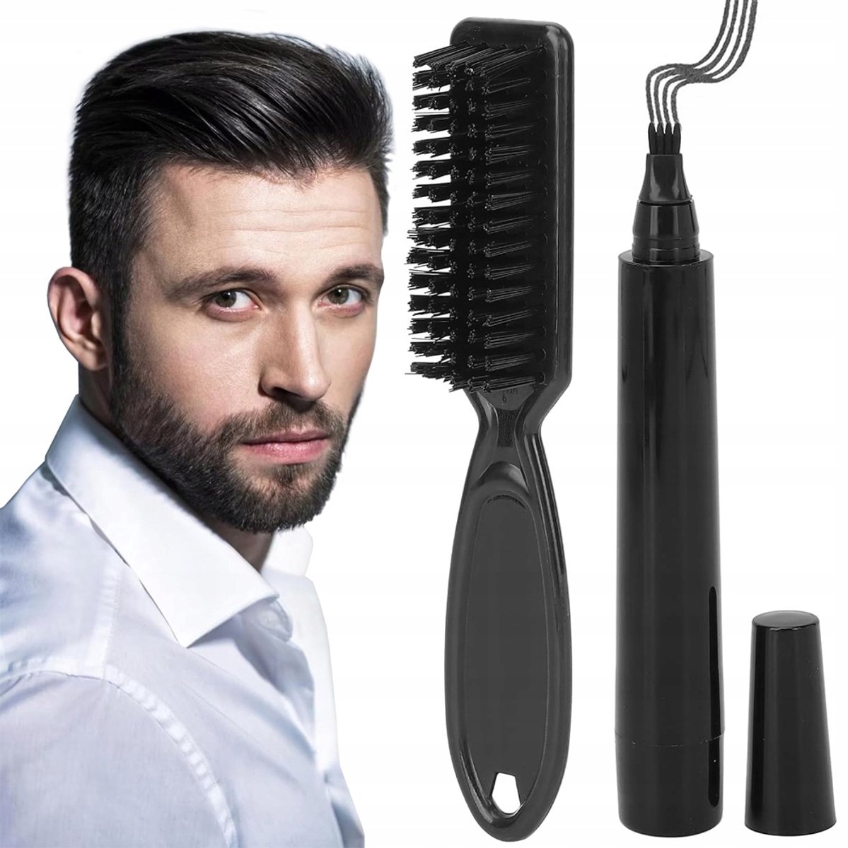 Professionele Baard Pen zwart (+ GRATIS BORSTEL) Baardstift - Baardvuller - Baardpen - Baardgroei