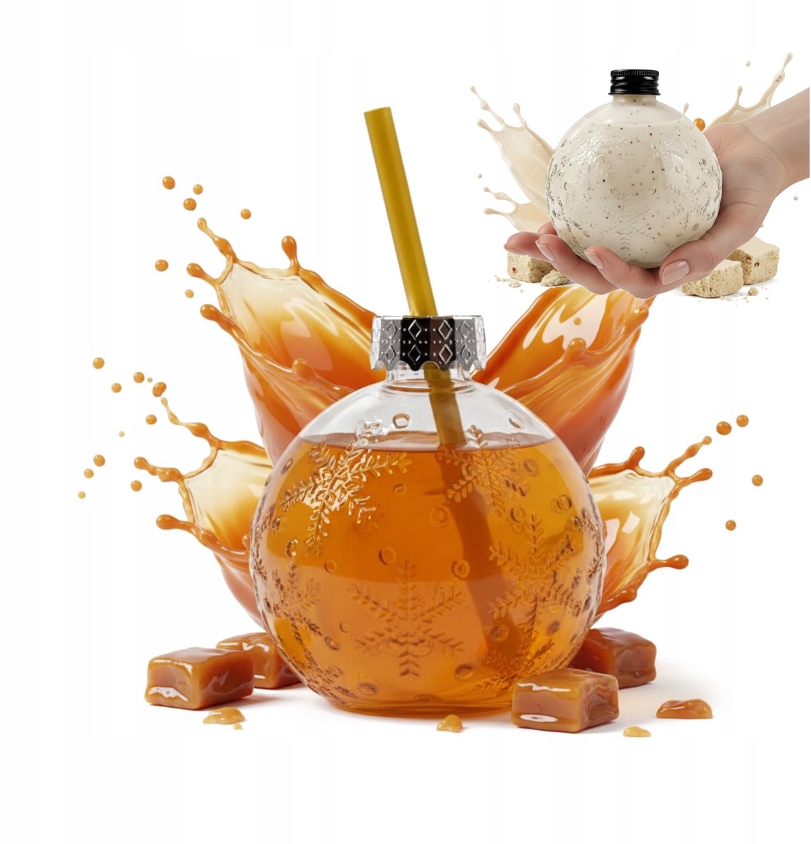 Bimberek - Feestdecoratie - Glasfles - 400ml - Rietje en Dop