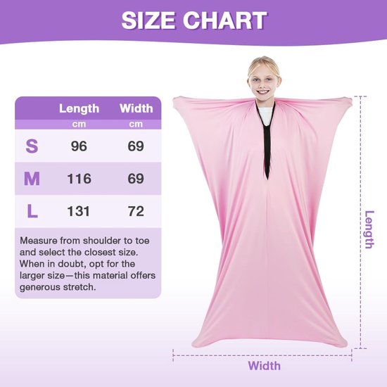 Body Sox voor het hele lichaam, sensorische rekbare bodysok, full-body wrap rekbare Body Sox, sensorische bodysok voor kinderen om te ontspannen en te focussen, zelfkalmering, roze, S, S van Merkloos — afbeelding 5