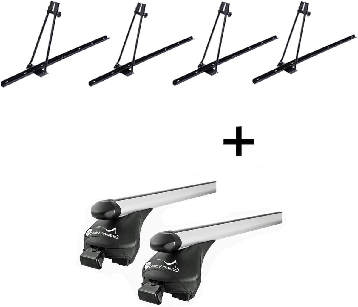 Fietsendrager Set - Dakdragers Fietsen - Fietsen Vervoeren - Complete Set - 4 Fietsen - Zwart Zilver