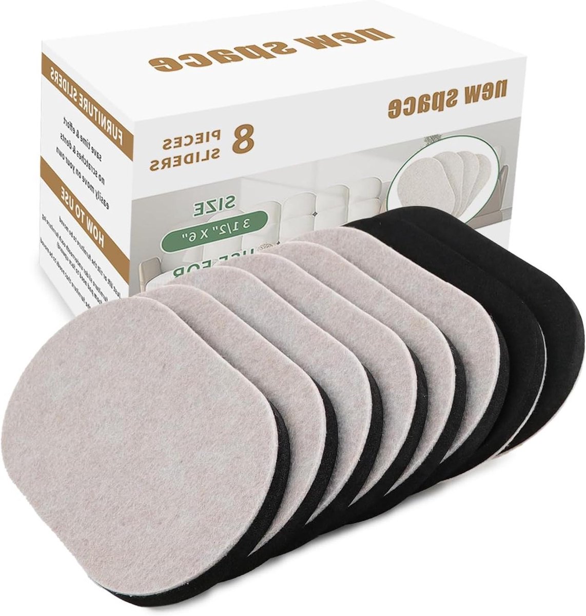 Meubelschuifregelaars - Meubelverplaatsers Vilt - Meubels Verplaatsen - Herbruikbaar Vilt & EVA - 8 stuks 3.5x6 inch - Beige