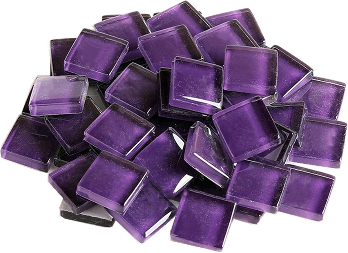 200g Glas Mozaïek Tegels Vierkant Kristal Mozaïek Steen Glas Stukken voor DIY Kunst Ambacht Decoratie - 1.5x1.5cm - Paars