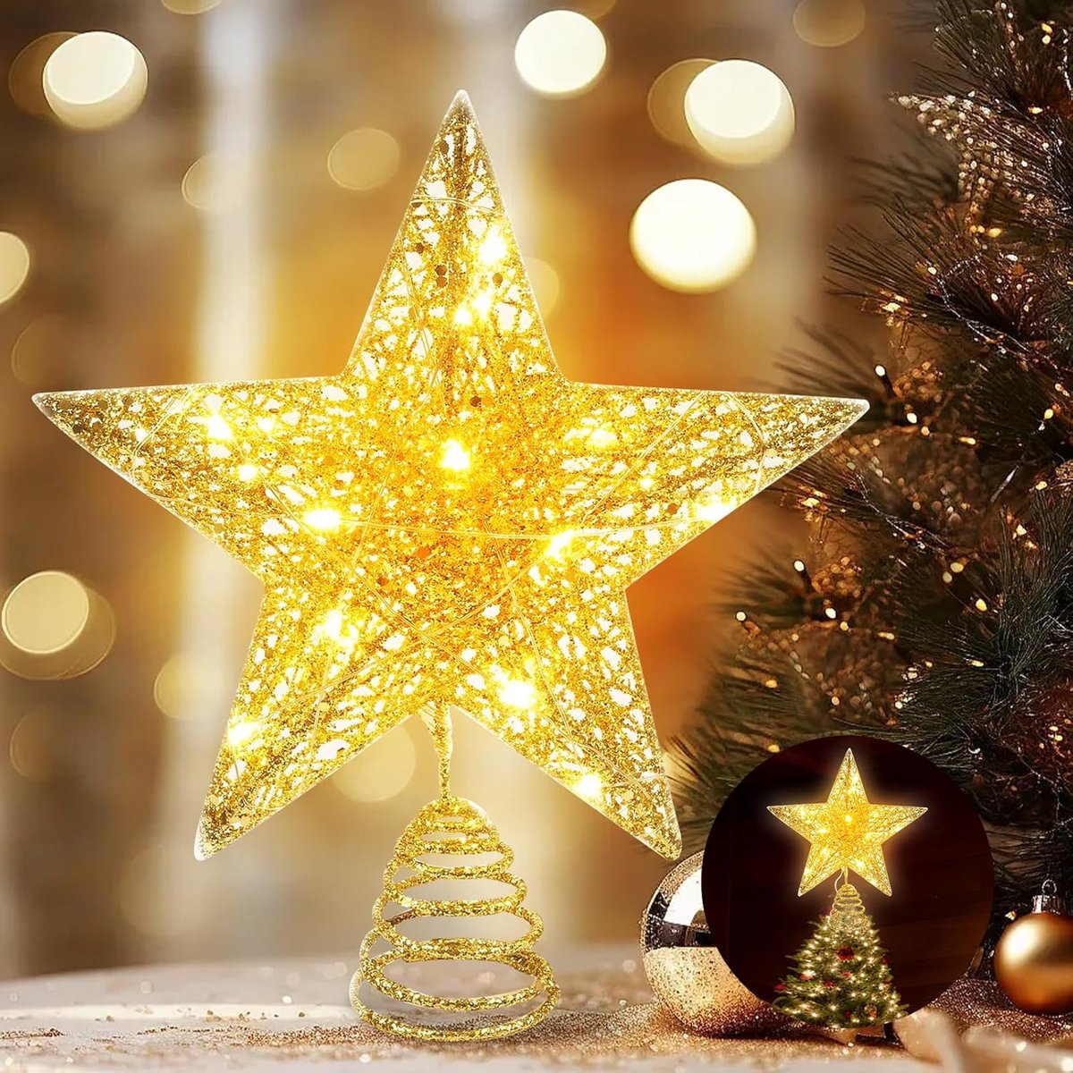 Kerstster met Licht - Kerstboomtopper LED Decoraties voor Feestdagen - Partijen - Bruiloften - Verjaardagen