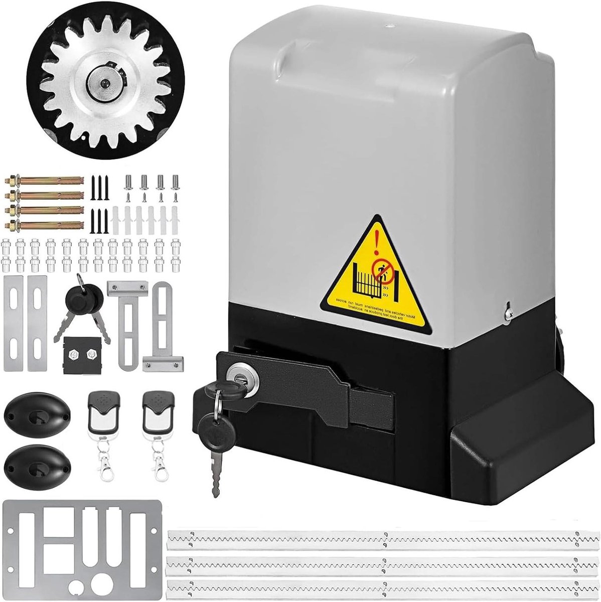 Schuifpoortmotor - Automatische deuropener - Garagedeur openen - Automatische sluitfunctie - 1200 kg - Zilver