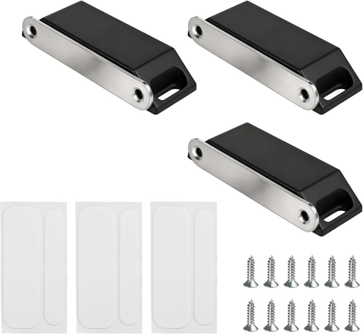 Kastdeurmagneten - Deurmagneten Kast - Meubels Sluiten - Ultradun Design - 3 stuks - Zwart