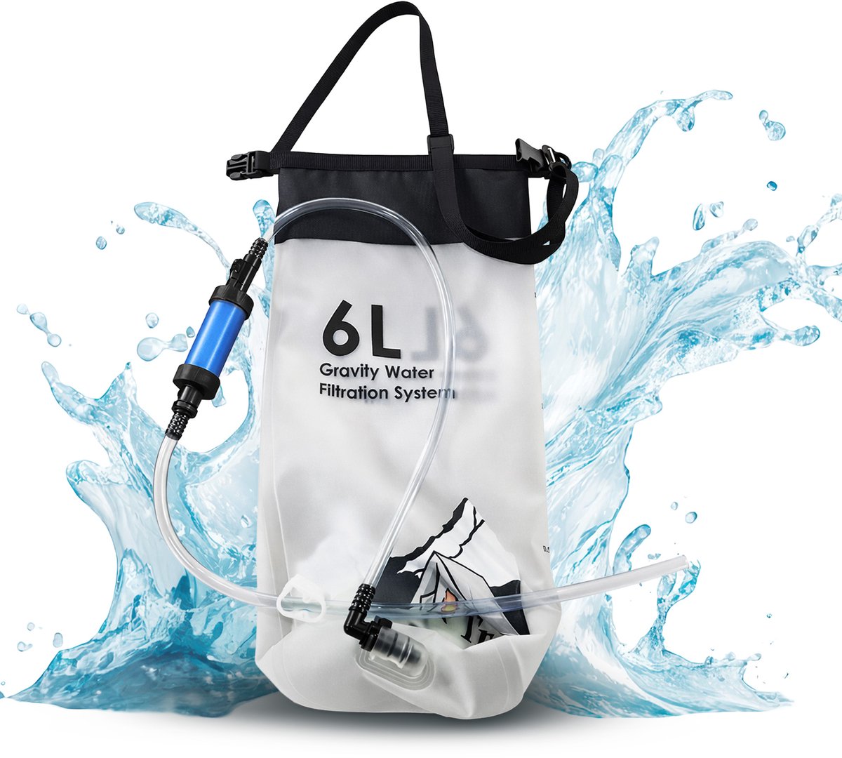 Ever Trex Waterfilter Zwaartekracht Gevoed - 6L Waterzak - Drinkwater - Noodpakket Voor Thuis - Outdoor - Overleving - Oorlog - Survival