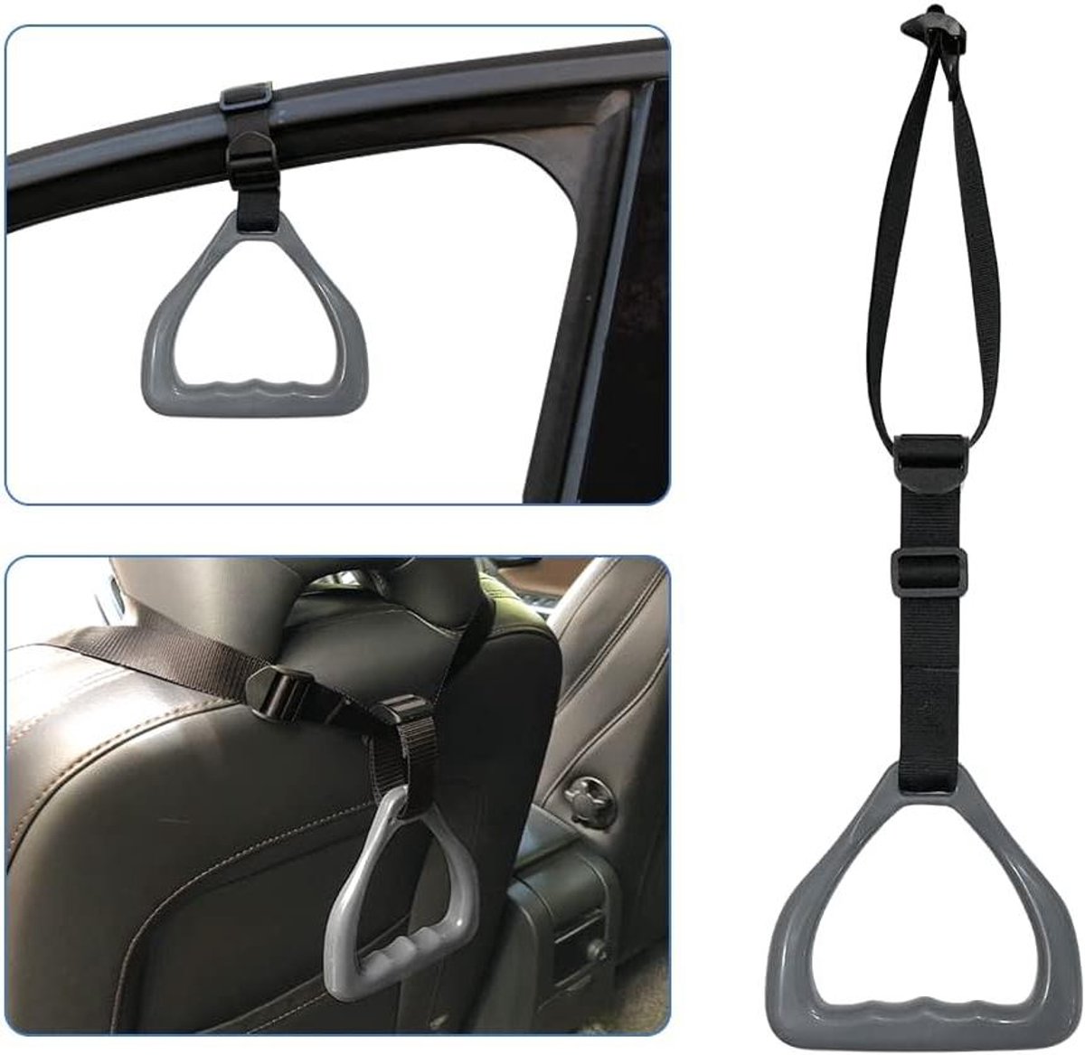 Auto Handvat - Autohulp Standaard - Veilig In- en Uitstappen - Verstelbare Bandlengtes - Tot 58 cm - Zwart