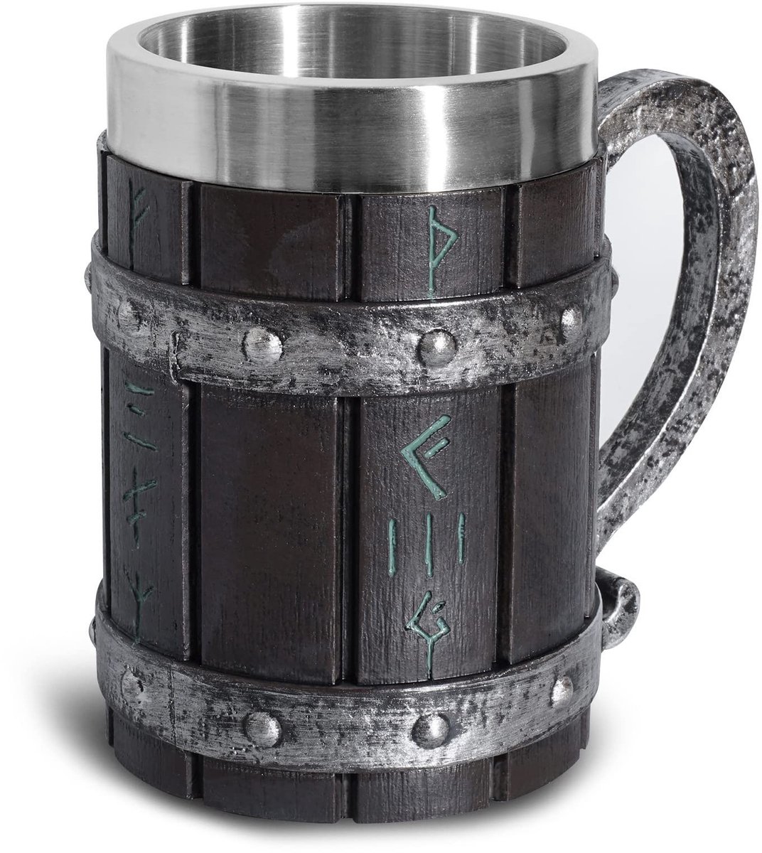 Golden crown - Bierpullen - Viking Rune Bierglazen - Creatief Ontwerp - Gemaakt van Hout en Roestvrij Staal - Voor Koude en Warme Dranken - Capaciteit
