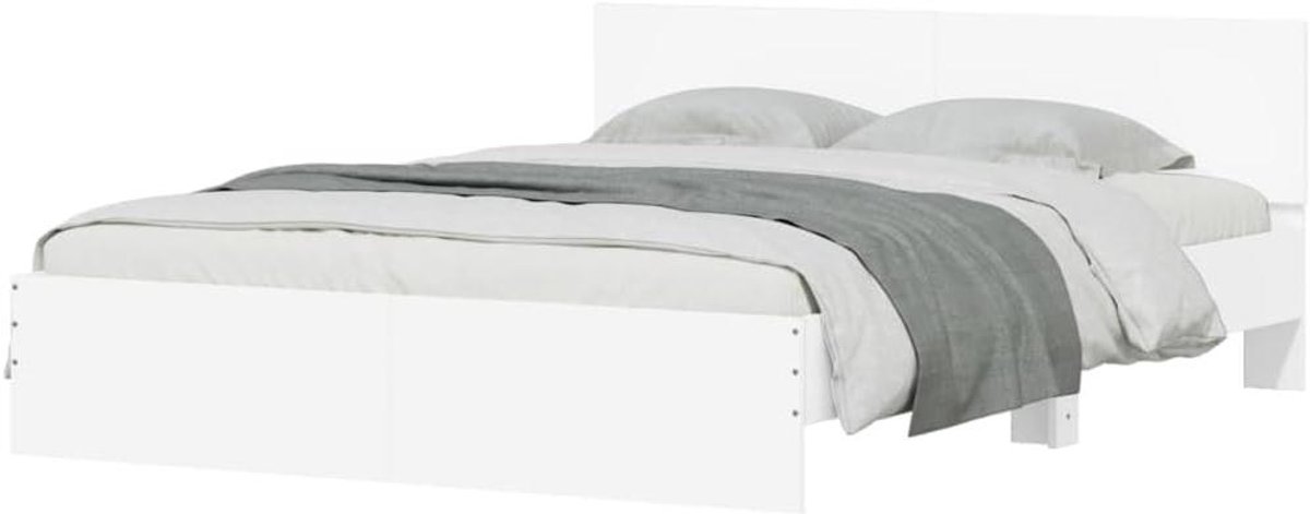 Bedframe met Hoofdeinde - Twijfelaar Bed - Goede Nachtrust - Stevige Lattenbodem - 150x200 cm - Wit