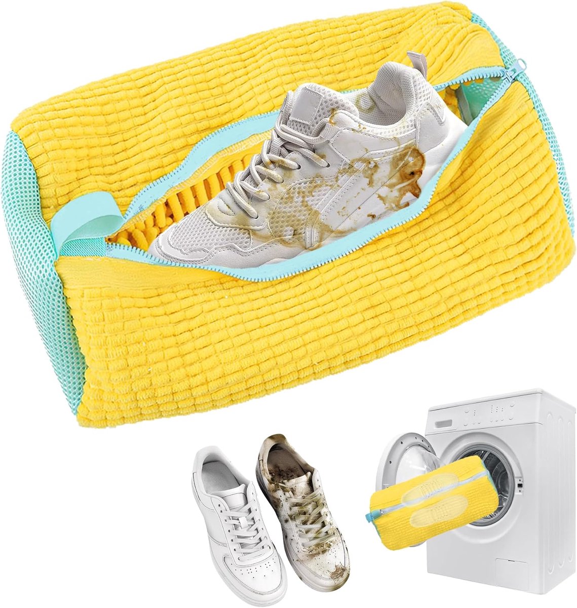 Shoe Wash Bag voor Wasmachine - 1 Stuk met Ritssluiting - Anti-Deform - Lichtgewicht en Draagbaar - Herbruikbaar Wasnet - Waszak voor Sneakers (39 x 19 cm)