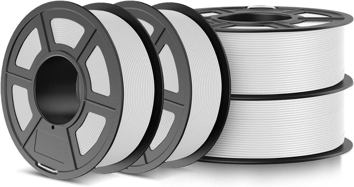 PETG Filament - 3D Printer Draad - Snel Prototypen - Matte Afwerking - 4 x 1.1 kg - Wit