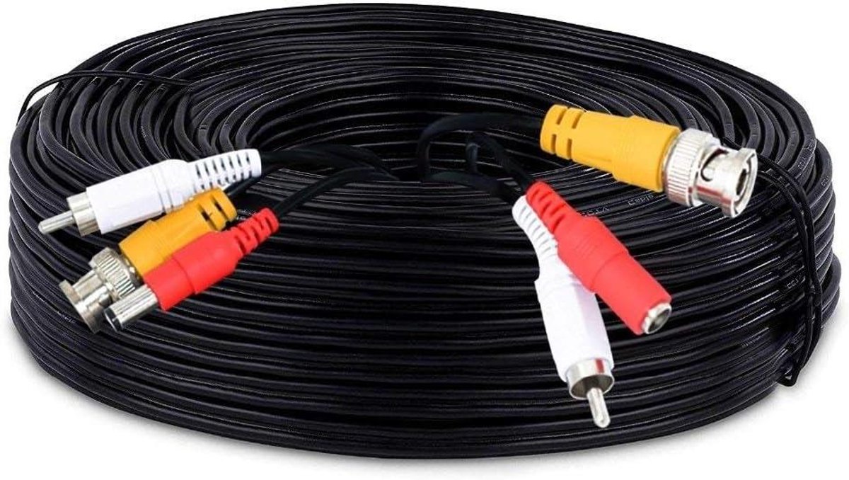 CCTV Kabel - Video Audio Kabel - Beveiligingssystemen Aansluiten - Alles-in-één Verbinding - 10 meter - Zwart