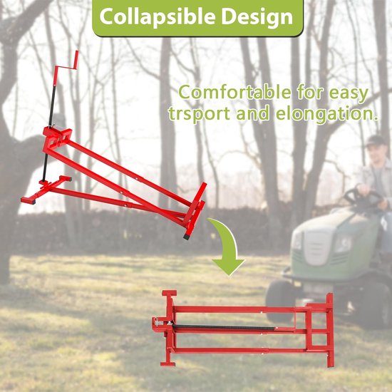 Rijgrasmaaier Hefkrik - Trekker Lift Jack - Onderhoud Zitmaaier - Inclusief Elektrische Connector - 800 Lbs Capaciteit - Rood — afbeelding 2