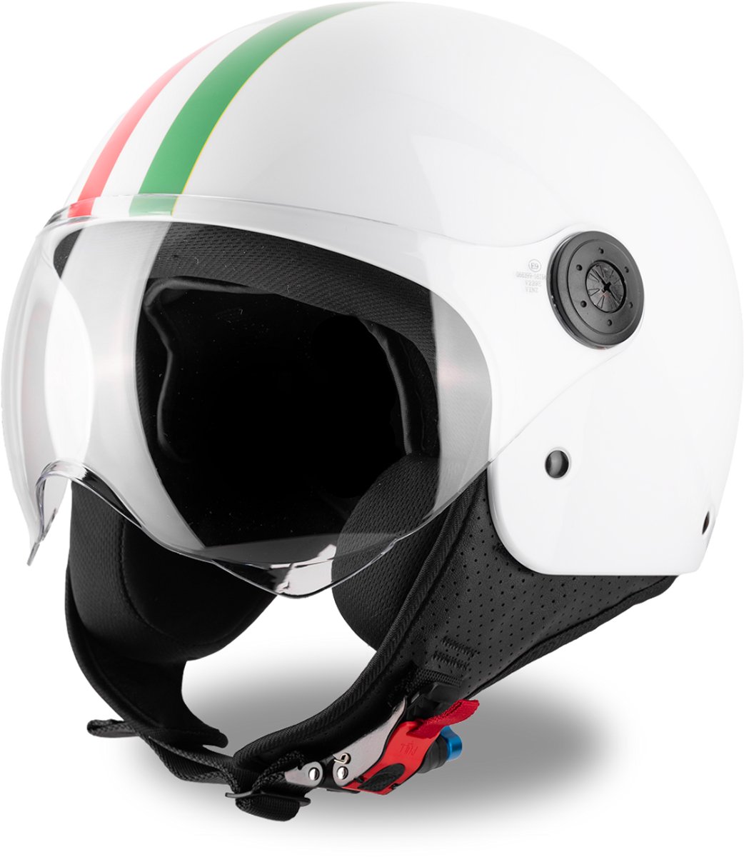 VINZ Gavia Italiaanse Helm - Scooterhelm / Motorhelm / Brommerhelm - Wit - XS