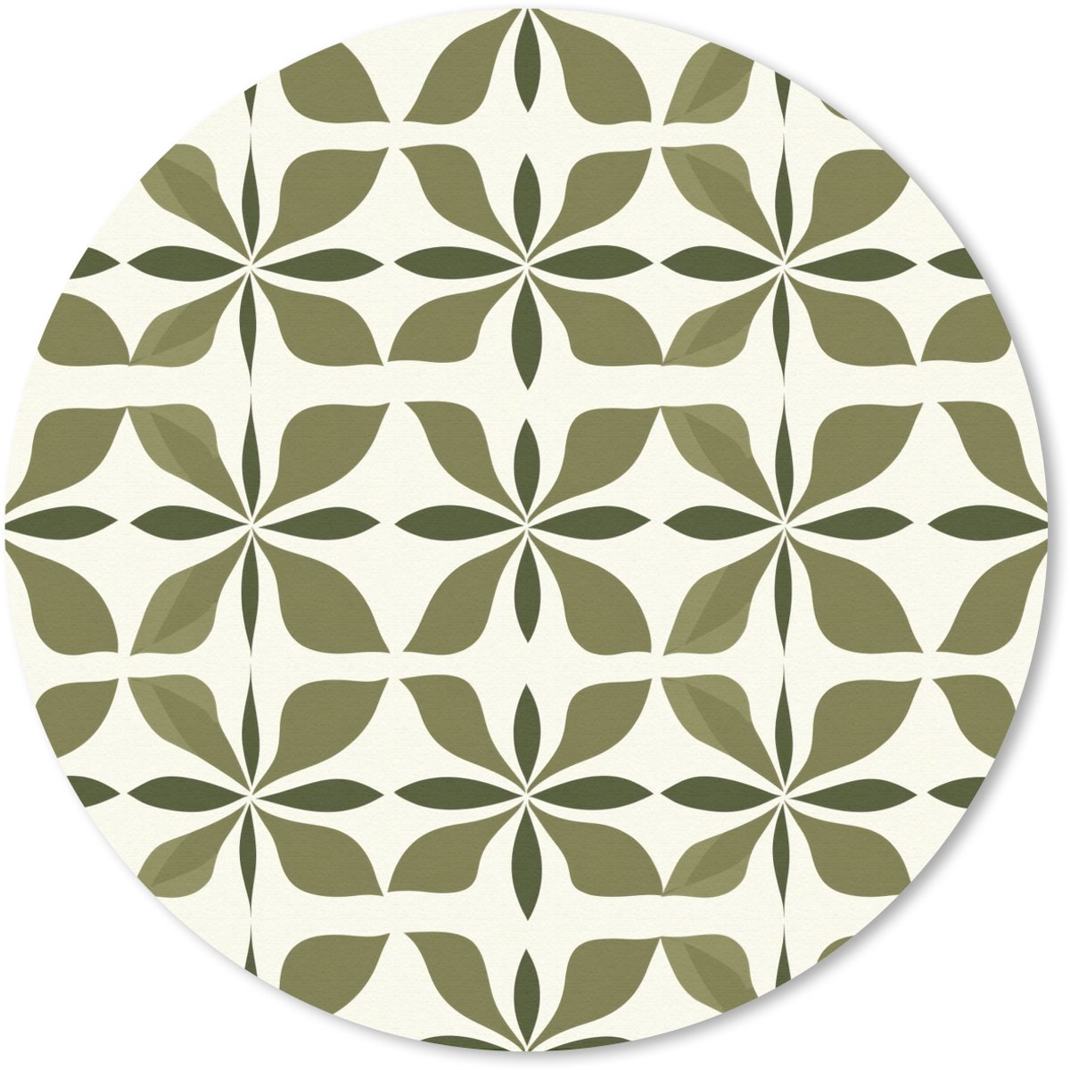 Muismat rond 50x50 cm - Mousepad Botanisch - Retro - Groen - Ronde muismatten