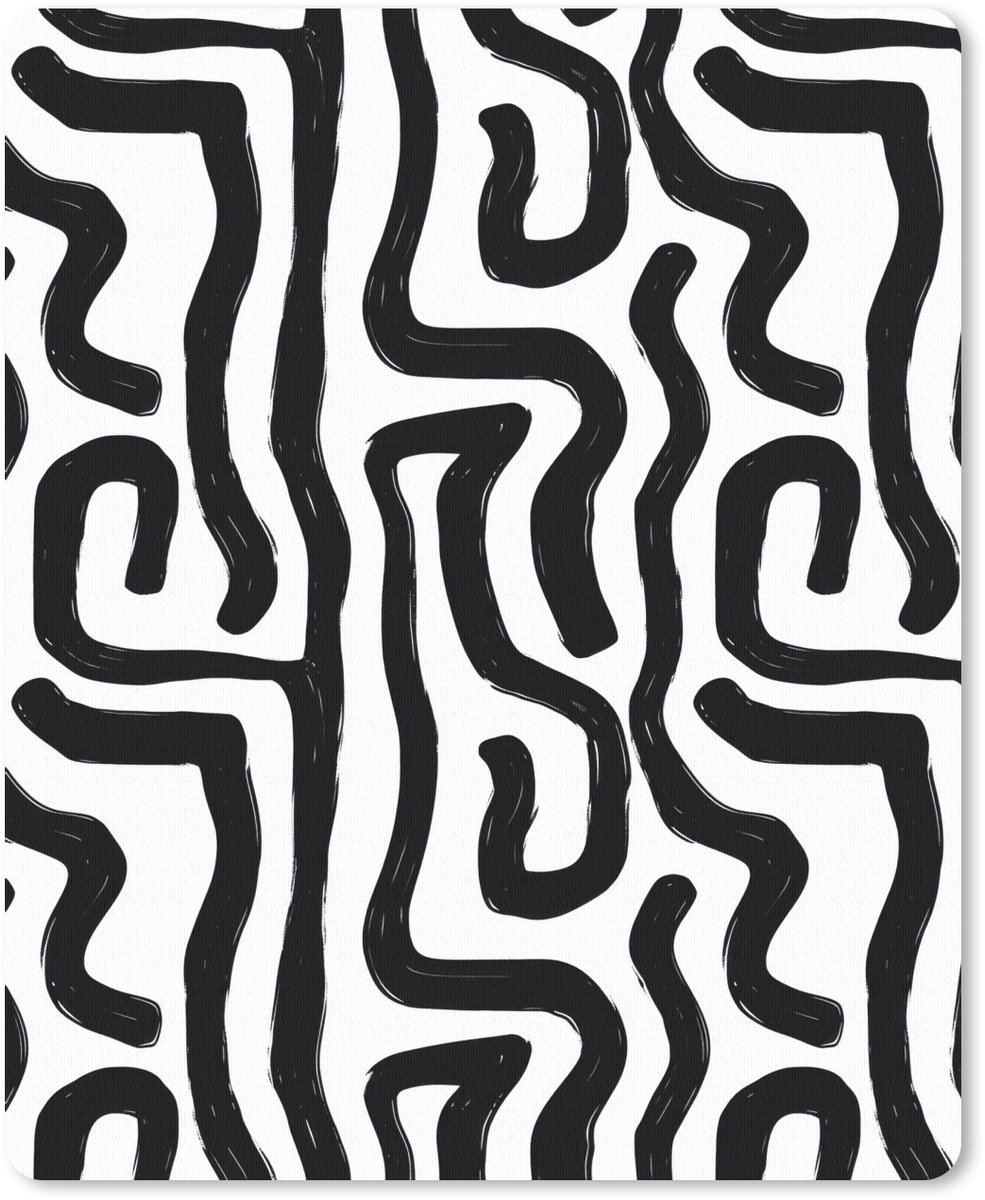 Muismat 12x16 cm - Mousepad Modern - Lijnen - Zwart - Muismatten