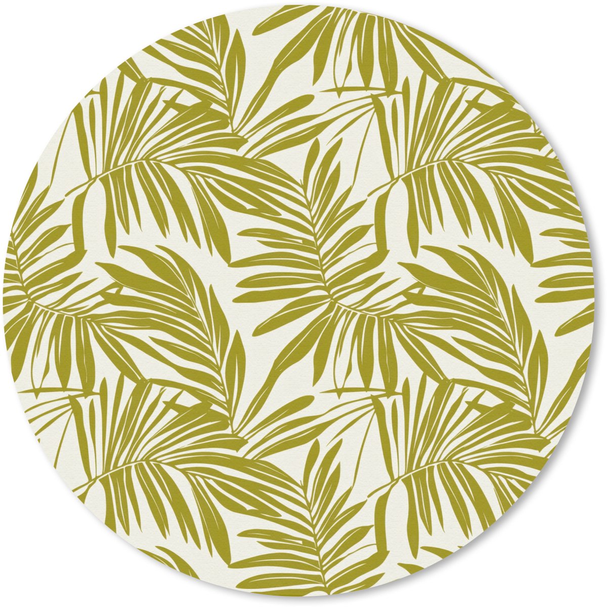 Muismat rond 30x30 cm - Mousepad Palmblad - Patroon - Groen - Ronde muismatten