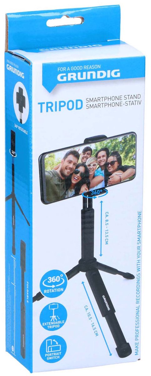 Grundig Smartphonestatief Tripod Blk - Kunststof