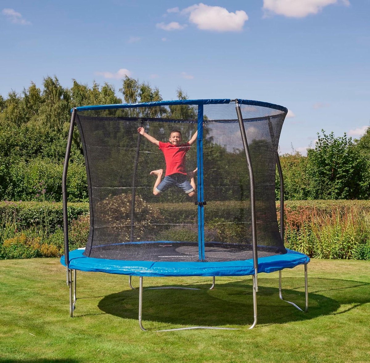 Trampoline met Veiligheidsnet - Springkussen - Buiten Spelen - Gegalvaniseerd Staal - 305 cm Diameter - Blauw