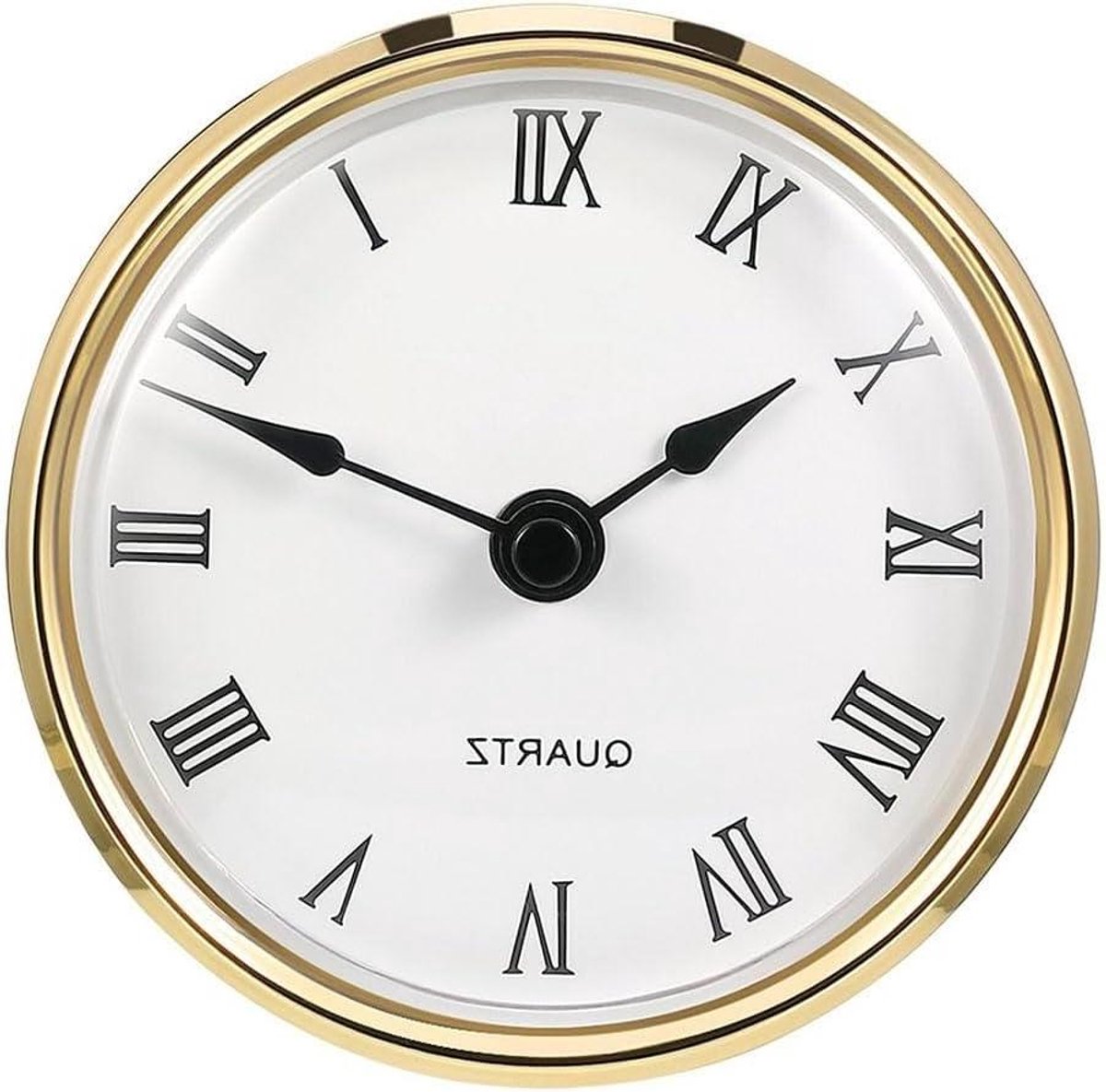 Klok Inzetstuk - Uurwerk Insert - Klok Reparatie - Romeinse Cijfers - 80 mm Diameter - Goud