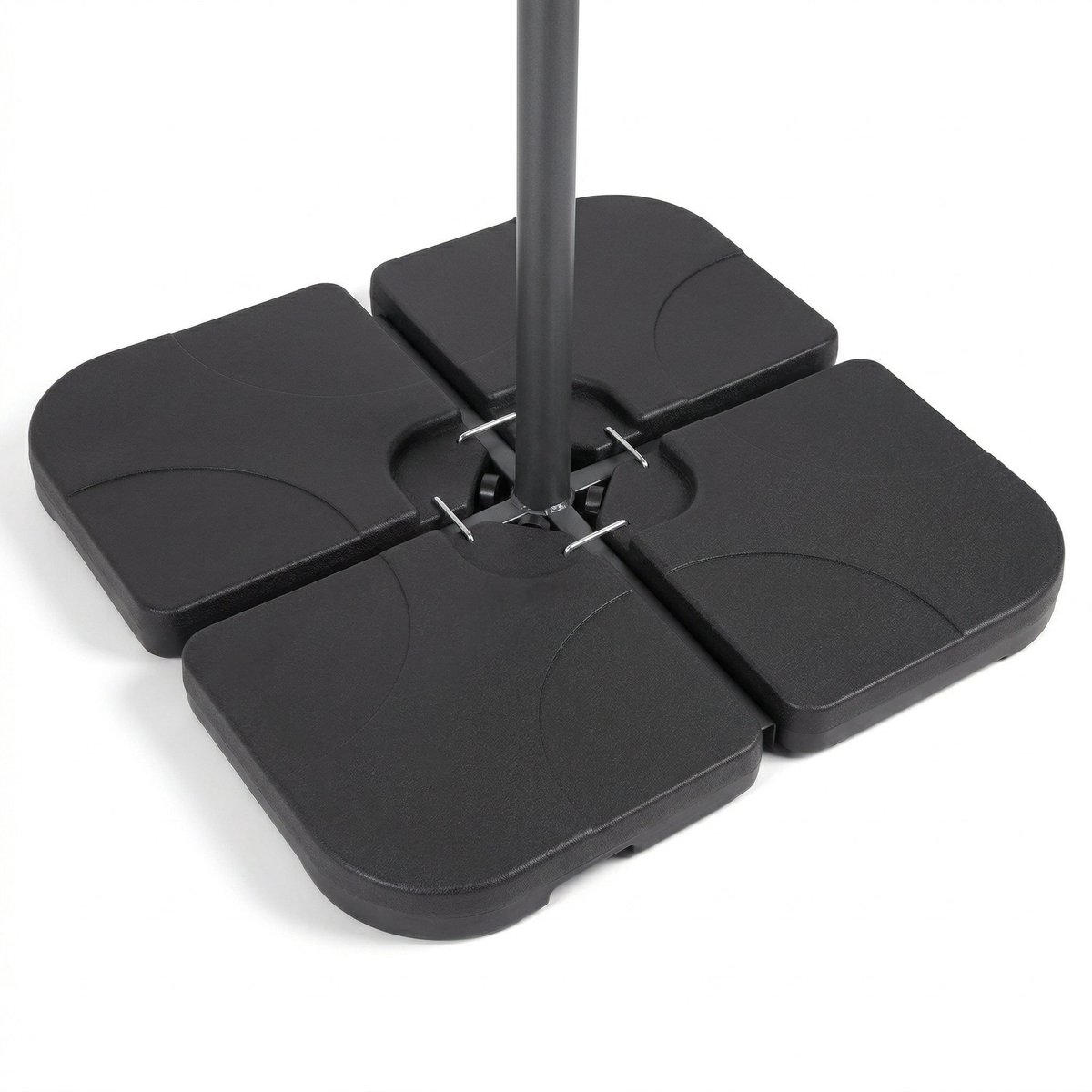 Lomera Parasoltegels Set van 4 - Parasolvoet Vulbaar voor Kruisvoet Zweefparasol - Parasol Tegels - Parasolvoettegels - Parasolverzwaring - Parasolhouder Zwart voor Tuin en Terras