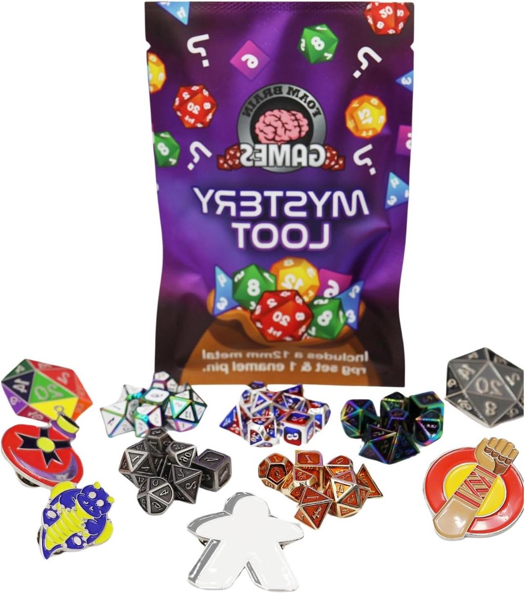 Dobbelstenen Set - RPG Accessoires - Rollenspellen Spelen - Inclusief Enamel Pin - 10mm Grootte