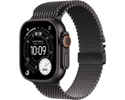 Apple Watch Ultra 3 Cellular 49mm Black Titanium Case with Black Titanium Milanese Loop - Small