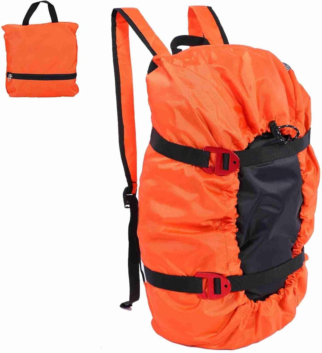 Klimtouw Tas - Opbergtas Rugzak - Outdoor Klimmen - Opvouwbaar Ontwerp - 144x106cm - Oranje Zwart Rood