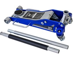 Wishdor - Hydraulische Garagekrik - 3 Ton Draagvermogen En Overbelastingsbeveiliging - Dubbele Pomp En 360° Zwenkwielen - Voor Auto En Lichte Bedrijfswagen - Aluminium En Staal - Blauw En Zilver - 10,9 Tot 50,8 Cm