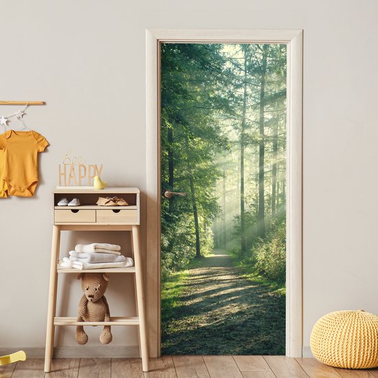 Affiche de porte - Forêt - Nature - Vert - Sticker de porte - Papier peint photo porte - Décoration de porte - Sticker autocollant - Décoration de chambre - 80x205 cm - Toilettes - Salle de bain - Salon
